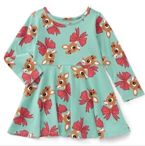 Rudolph Toddler Girls' Print Dress with Long Sleeves